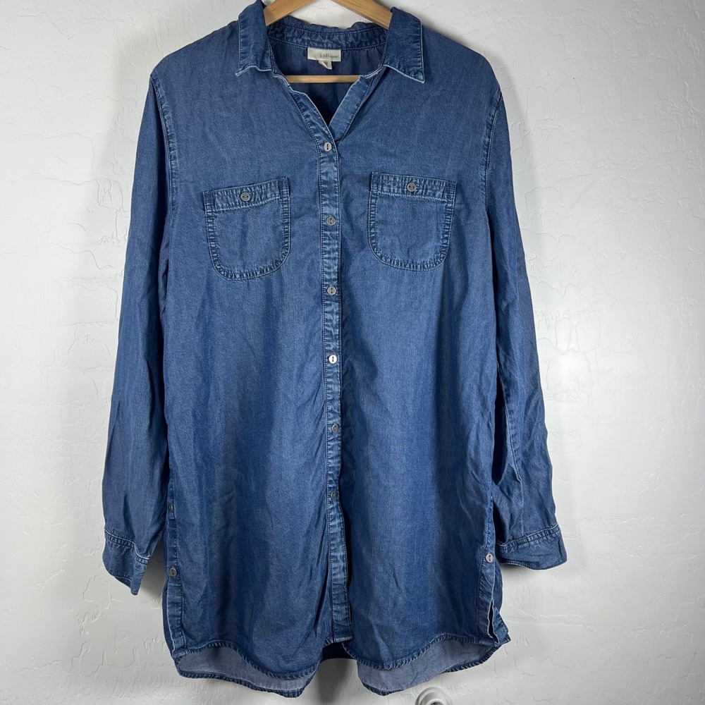 J. Jill Denim Tunic Shirt dress Womens XL Blue Lyocell Button Down size XL